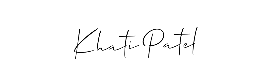 Allison_Script is a professional signature style that is perfect for those who want to add a touch of class to their signature. It is also a great choice for those who want to make their signature more unique. Get Khati Patel name to fancy signature for free. Khati Patel signature style 2 images and pictures png