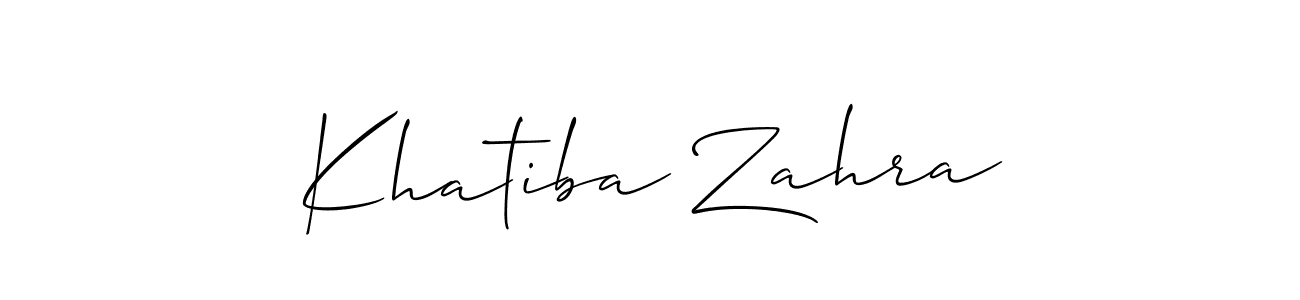 Design your own signature with our free online signature maker. With this signature software, you can create a handwritten (Allison_Script) signature for name Khatiba Zahra. Khatiba Zahra signature style 2 images and pictures png