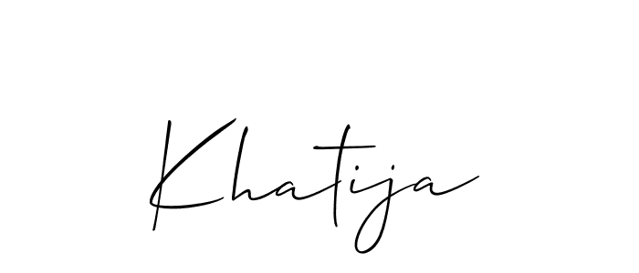 Design your own signature with our free online signature maker. With this signature software, you can create a handwritten (Allison_Script) signature for name Khatija. Khatija signature style 2 images and pictures png
