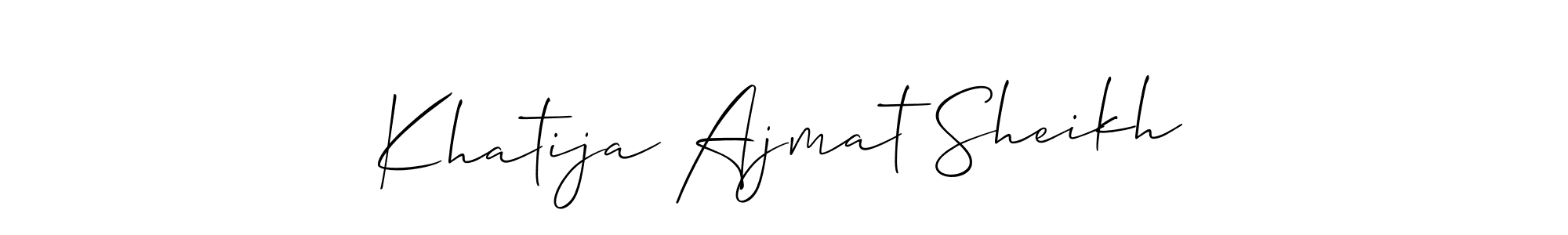 Make a beautiful signature design for name Khatija Ajmat Sheikh. With this signature (Allison_Script) style, you can create a handwritten signature for free. Khatija Ajmat Sheikh signature style 2 images and pictures png