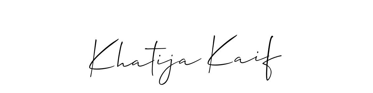 Use a signature maker to create a handwritten signature online. With this signature software, you can design (Allison_Script) your own signature for name Khatija Kaif. Khatija Kaif signature style 2 images and pictures png
