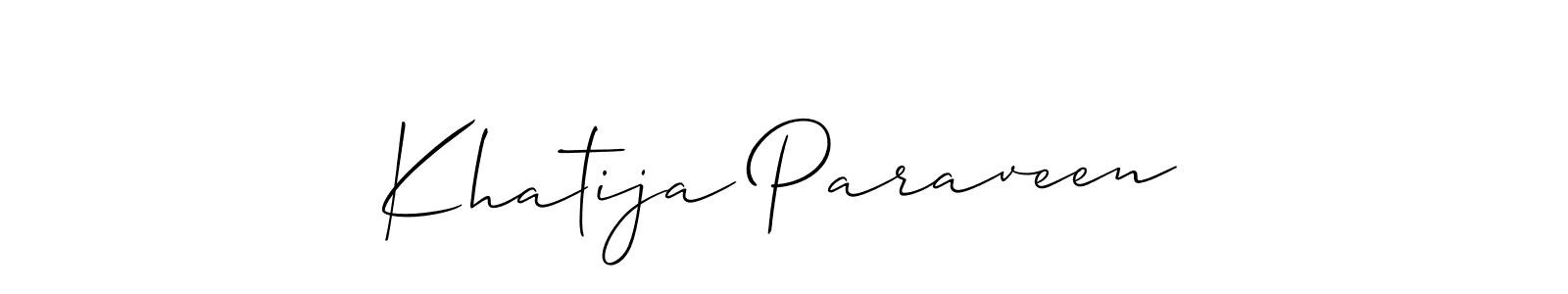 Also You can easily find your signature by using the search form. We will create Khatija Paraveen name handwritten signature images for you free of cost using Allison_Script sign style. Khatija Paraveen signature style 2 images and pictures png