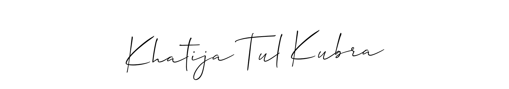 How to make Khatija Tul Kubra name signature. Use Allison_Script style for creating short signs online. This is the latest handwritten sign. Khatija Tul Kubra signature style 2 images and pictures png