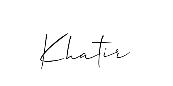 Use a signature maker to create a handwritten signature online. With this signature software, you can design (Allison_Script) your own signature for name Khatir. Khatir signature style 2 images and pictures png