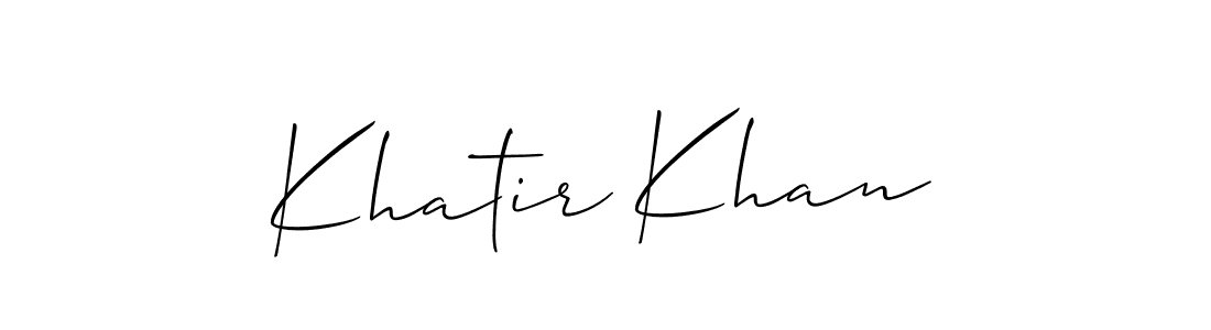 Create a beautiful signature design for name Khatir Khan. With this signature (Allison_Script) fonts, you can make a handwritten signature for free. Khatir Khan signature style 2 images and pictures png