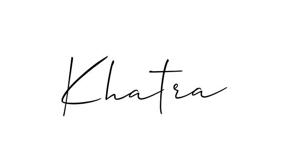 Design your own signature with our free online signature maker. With this signature software, you can create a handwritten (Allison_Script) signature for name Khatra. Khatra signature style 2 images and pictures png