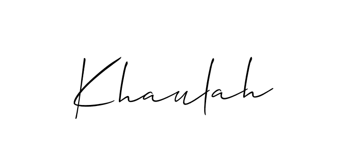 How to make Khaulah name signature. Use Allison_Script style for creating short signs online. This is the latest handwritten sign. Khaulah signature style 2 images and pictures png