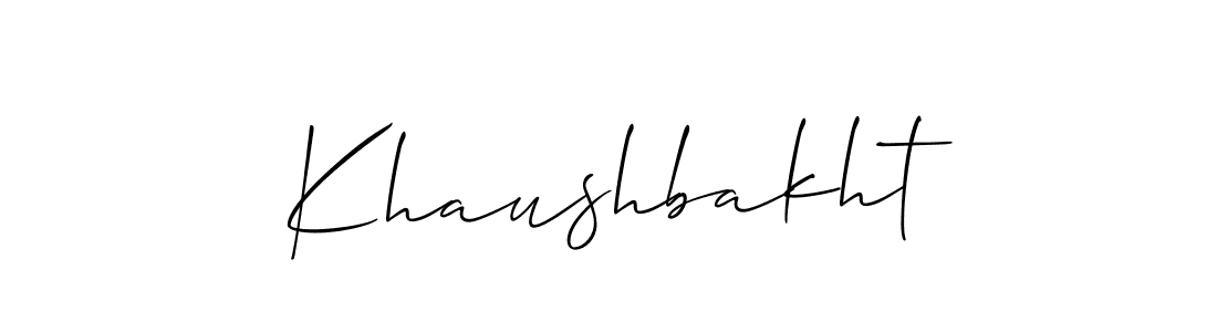 Create a beautiful signature design for name Khaushbakht. With this signature (Allison_Script) fonts, you can make a handwritten signature for free. Khaushbakht signature style 2 images and pictures png