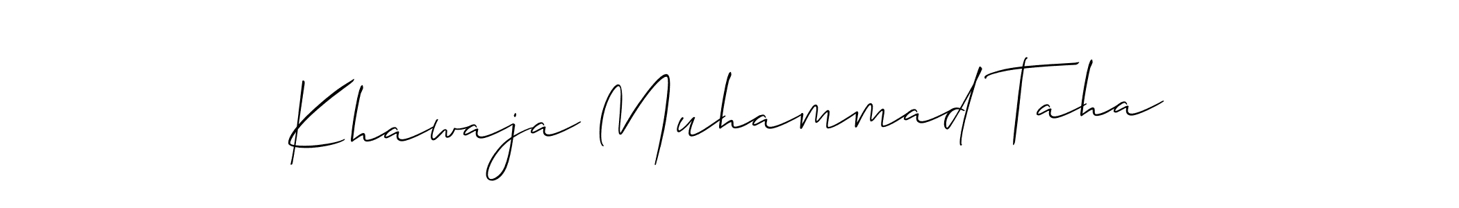 Make a beautiful signature design for name Khawaja Muhammad Taha. With this signature (Allison_Script) style, you can create a handwritten signature for free. Khawaja Muhammad Taha signature style 2 images and pictures png