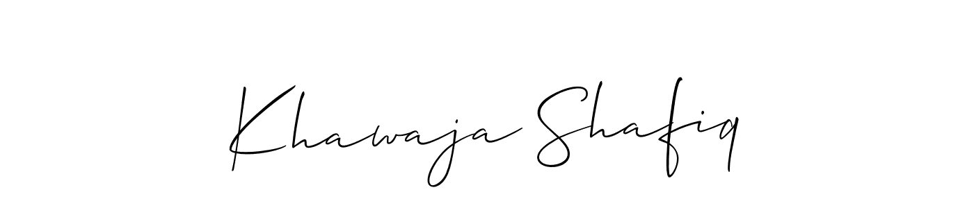 How to Draw Khawaja Shafiq signature style? Allison_Script is a latest design signature styles for name Khawaja Shafiq. Khawaja Shafiq signature style 2 images and pictures png
