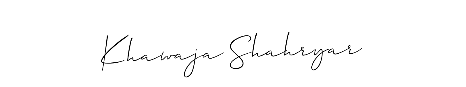 Allison_Script is a professional signature style that is perfect for those who want to add a touch of class to their signature. It is also a great choice for those who want to make their signature more unique. Get Khawaja Shahryar name to fancy signature for free. Khawaja Shahryar signature style 2 images and pictures png