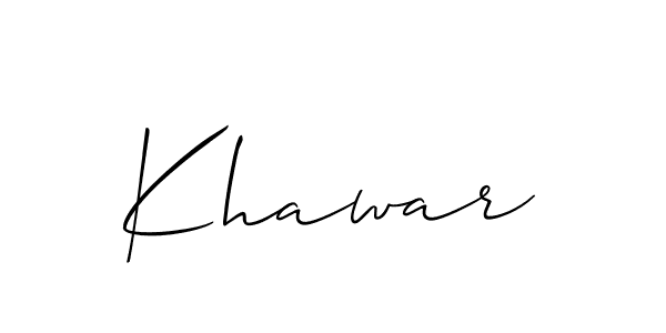 if you are searching for the best signature style for your name Khawar. so please give up your signature search. here we have designed multiple signature styles  using Allison_Script. Khawar signature style 2 images and pictures png