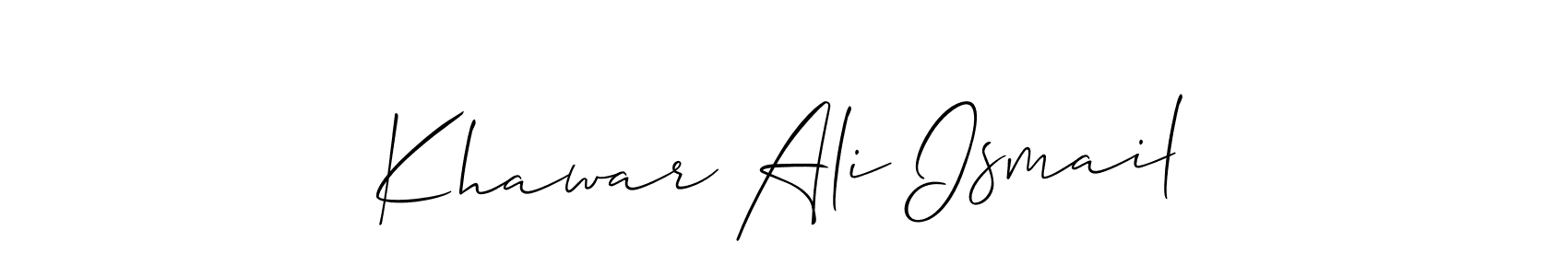 Also You can easily find your signature by using the search form. We will create Khawar Ali Ismail name handwritten signature images for you free of cost using Allison_Script sign style. Khawar Ali Ismail signature style 2 images and pictures png