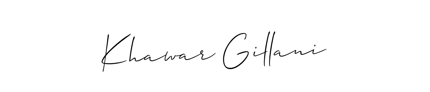 How to make Khawar Gillani signature? Allison_Script is a professional autograph style. Create handwritten signature for Khawar Gillani name. Khawar Gillani signature style 2 images and pictures png