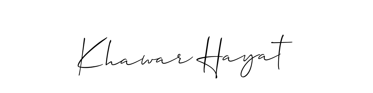 How to make Khawar Hayat signature? Allison_Script is a professional autograph style. Create handwritten signature for Khawar Hayat name. Khawar Hayat signature style 2 images and pictures png