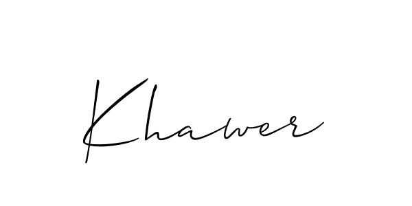 Use a signature maker to create a handwritten signature online. With this signature software, you can design (Allison_Script) your own signature for name Khawer. Khawer signature style 2 images and pictures png