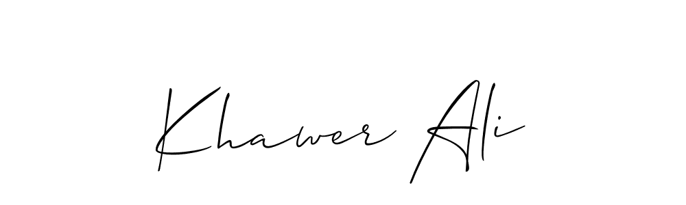 Also we have Khawer Ali name is the best signature style. Create professional handwritten signature collection using Allison_Script autograph style. Khawer Ali signature style 2 images and pictures png