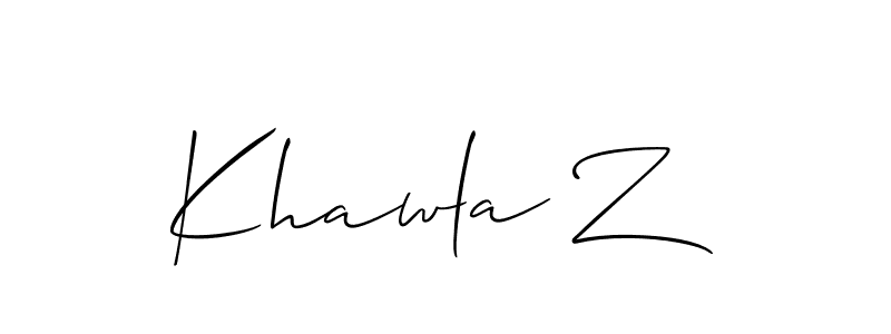 It looks lik you need a new signature style for name Khawla Z. Design unique handwritten (Allison_Script) signature with our free signature maker in just a few clicks. Khawla Z signature style 2 images and pictures png