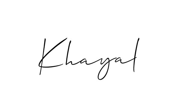 Design your own signature with our free online signature maker. With this signature software, you can create a handwritten (Allison_Script) signature for name Khayal. Khayal signature style 2 images and pictures png