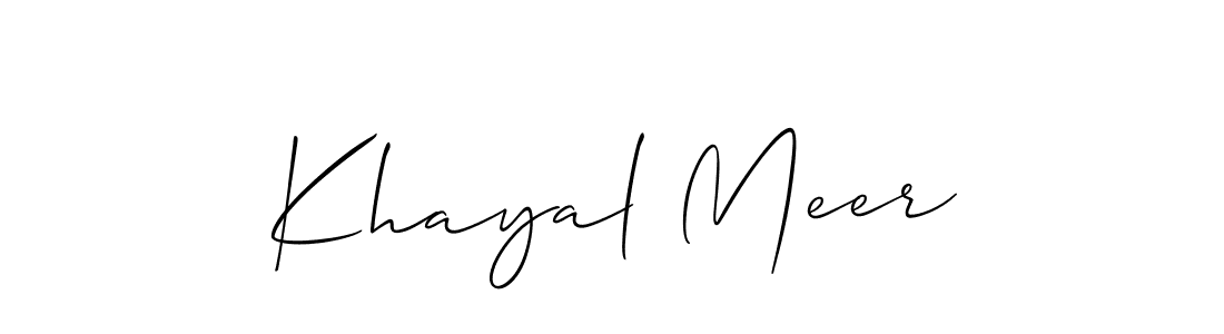 The best way (Allison_Script) to make a short signature is to pick only two or three words in your name. The name Khayal Meer include a total of six letters. For converting this name. Khayal Meer signature style 2 images and pictures png