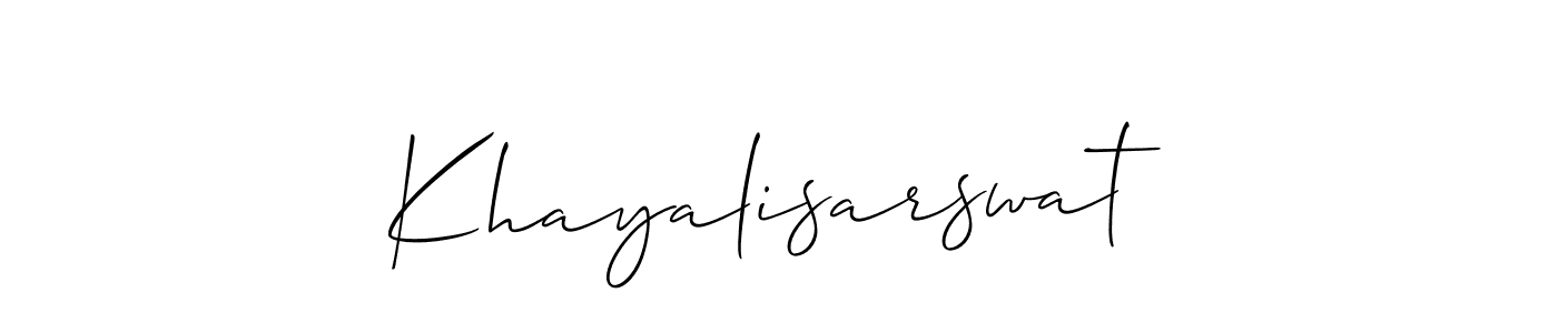 The best way (Allison_Script) to make a short signature is to pick only two or three words in your name. The name Khayalisarswat include a total of six letters. For converting this name. Khayalisarswat signature style 2 images and pictures png