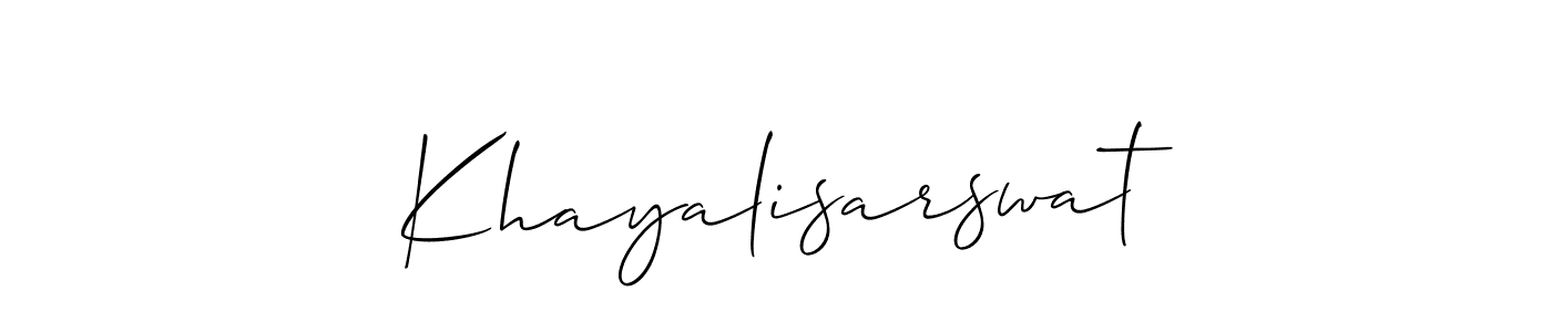 The best way (Allison_Script) to make a short signature is to pick only two or three words in your name. The name Khayalisarswat include a total of six letters. For converting this name. Khayalisarswat signature style 2 images and pictures png