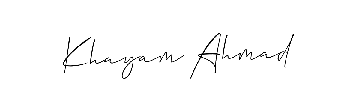 How to make Khayam Ahmad signature? Allison_Script is a professional autograph style. Create handwritten signature for Khayam Ahmad name. Khayam Ahmad signature style 2 images and pictures png