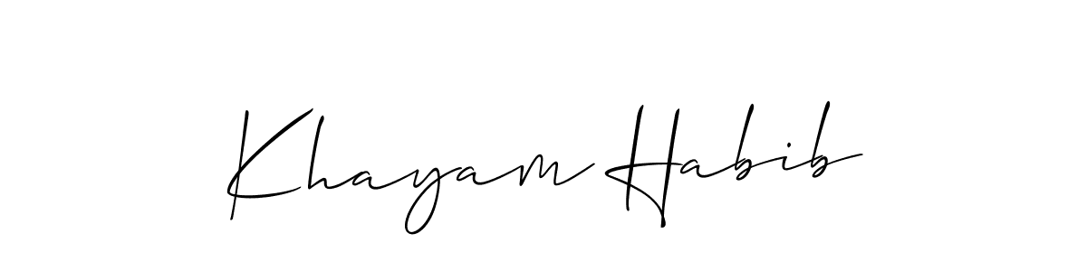 This is the best signature style for the Khayam Habib name. Also you like these signature font (Allison_Script). Mix name signature. Khayam Habib signature style 2 images and pictures png