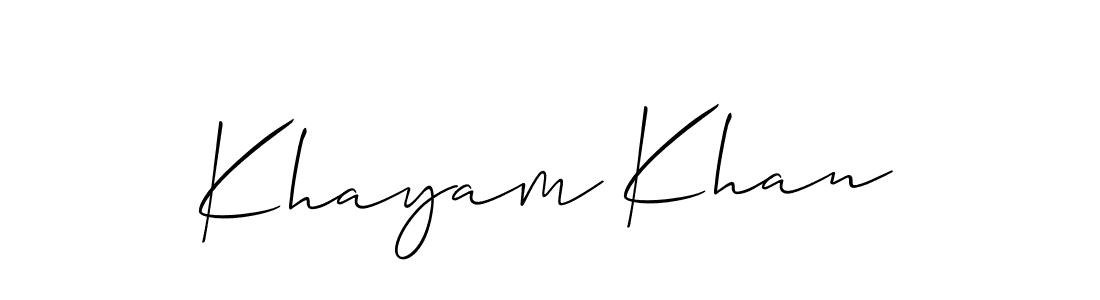 How to Draw Khayam Khan signature style? Allison_Script is a latest design signature styles for name Khayam Khan. Khayam Khan signature style 2 images and pictures png