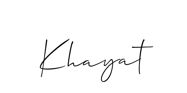 Make a beautiful signature design for name Khayat. With this signature (Allison_Script) style, you can create a handwritten signature for free. Khayat signature style 2 images and pictures png