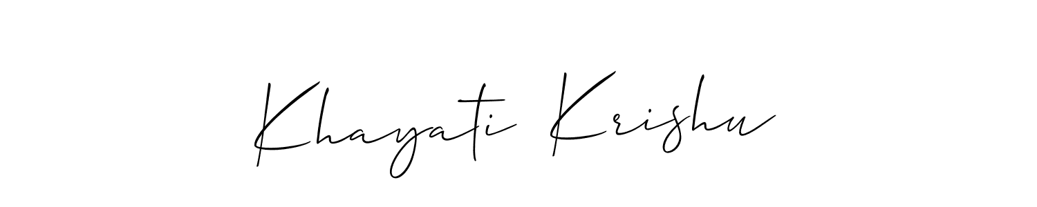 Similarly Allison_Script is the best handwritten signature design. Signature creator online .You can use it as an online autograph creator for name Khayati  Krishu. Khayati  Krishu signature style 2 images and pictures png