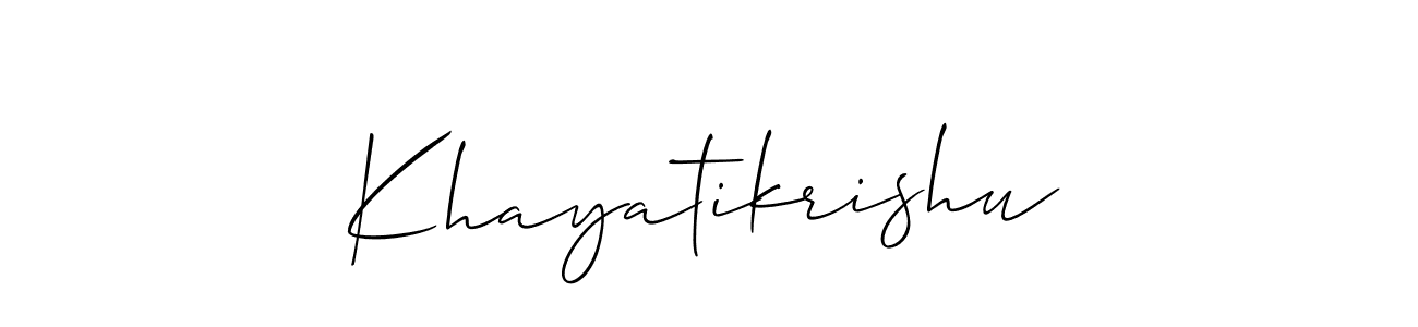 Make a beautiful signature design for name Khayatikrishu. With this signature (Allison_Script) style, you can create a handwritten signature for free. Khayatikrishu signature style 2 images and pictures png