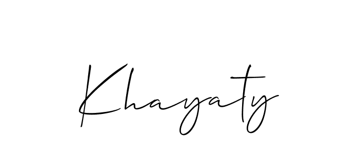 How to make Khayaty signature? Allison_Script is a professional autograph style. Create handwritten signature for Khayaty name. Khayaty signature style 2 images and pictures png