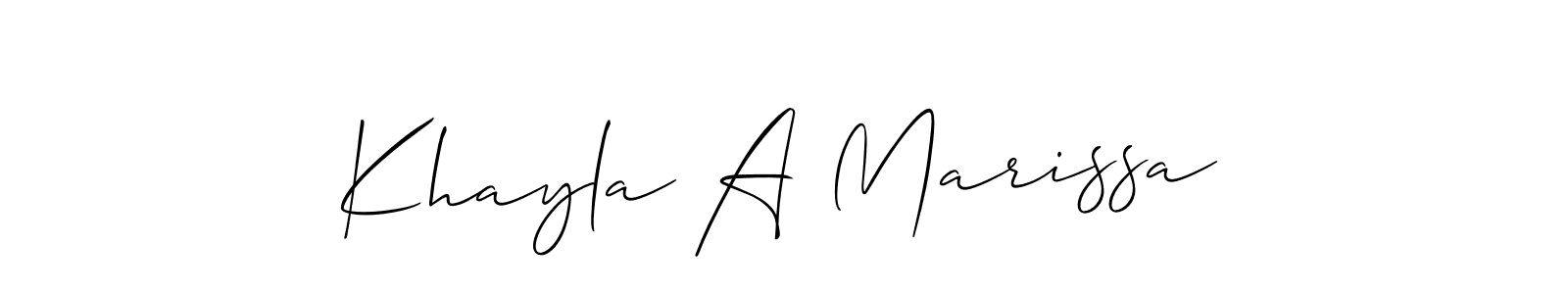 How to make Khayla A Marissa name signature. Use Allison_Script style for creating short signs online. This is the latest handwritten sign. Khayla A Marissa signature style 2 images and pictures png