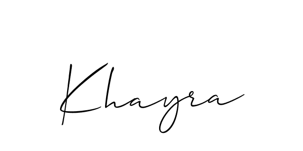 Make a short Khayra signature style. Manage your documents anywhere anytime using Allison_Script. Create and add eSignatures, submit forms, share and send files easily. Khayra signature style 2 images and pictures png