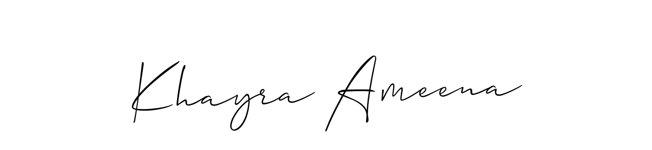 How to make Khayra Ameena name signature. Use Allison_Script style for creating short signs online. This is the latest handwritten sign. Khayra Ameena signature style 2 images and pictures png