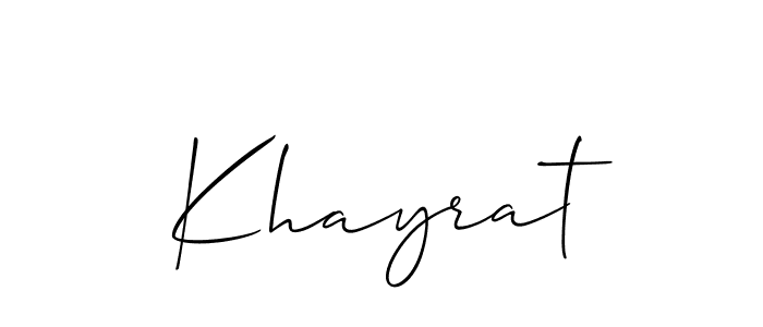 Use a signature maker to create a handwritten signature online. With this signature software, you can design (Allison_Script) your own signature for name Khayrat. Khayrat signature style 2 images and pictures png