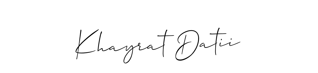 Also we have Khayrat Datii name is the best signature style. Create professional handwritten signature collection using Allison_Script autograph style. Khayrat Datii signature style 2 images and pictures png