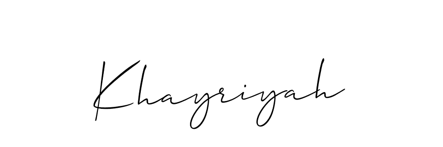 Also we have Khayriyah name is the best signature style. Create professional handwritten signature collection using Allison_Script autograph style. Khayriyah signature style 2 images and pictures png