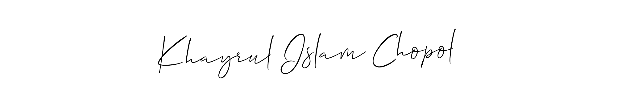 Check out images of Autograph of Khayrul Islam Chopol name. Actor Khayrul Islam Chopol Signature Style. Allison_Script is a professional sign style online. Khayrul Islam Chopol signature style 2 images and pictures png