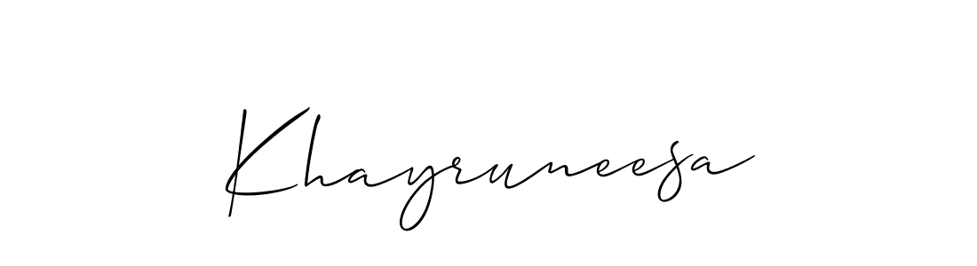 Make a beautiful signature design for name Khayruneesa. With this signature (Allison_Script) style, you can create a handwritten signature for free. Khayruneesa signature style 2 images and pictures png