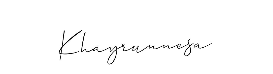 How to Draw Khayrunnesa signature style? Allison_Script is a latest design signature styles for name Khayrunnesa. Khayrunnesa signature style 2 images and pictures png