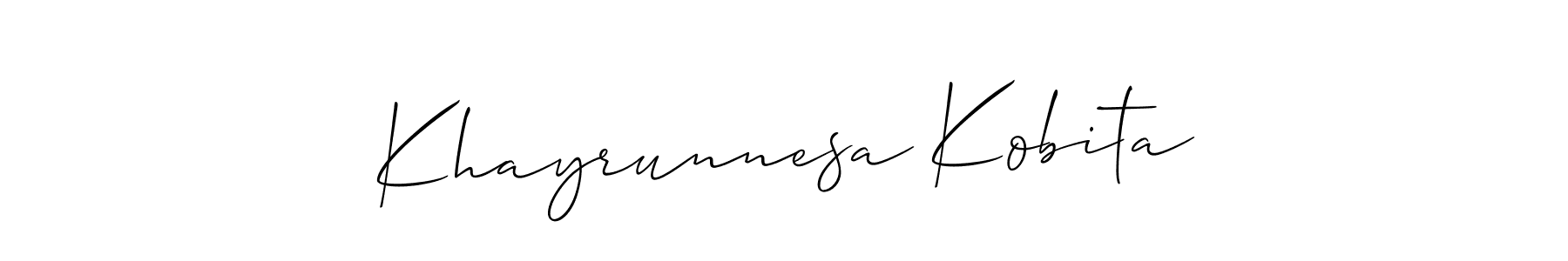 Khayrunnesa Kobita stylish signature style. Best Handwritten Sign (Allison_Script) for my name. Handwritten Signature Collection Ideas for my name Khayrunnesa Kobita. Khayrunnesa Kobita signature style 2 images and pictures png
