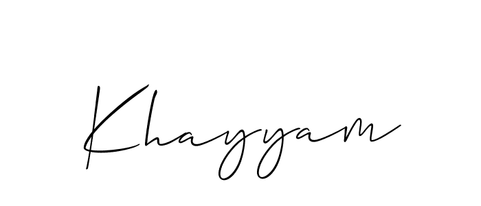 if you are searching for the best signature style for your name Khayyam. so please give up your signature search. here we have designed multiple signature styles  using Allison_Script. Khayyam signature style 2 images and pictures png