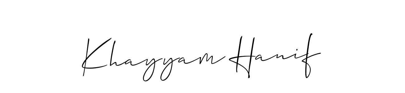 How to make Khayyam Hanif name signature. Use Allison_Script style for creating short signs online. This is the latest handwritten sign. Khayyam Hanif signature style 2 images and pictures png