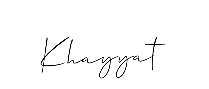 Make a short Khayyat signature style. Manage your documents anywhere anytime using Allison_Script. Create and add eSignatures, submit forms, share and send files easily. Khayyat signature style 2 images and pictures png