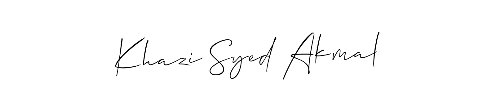 Use a signature maker to create a handwritten signature online. With this signature software, you can design (Allison_Script) your own signature for name Khazi Syed Akmal. Khazi Syed Akmal signature style 2 images and pictures png