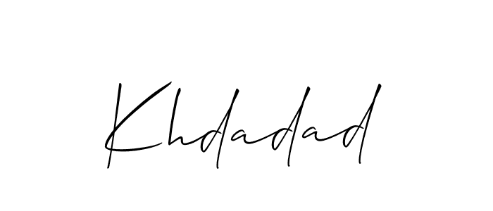 The best way (Allison_Script) to make a short signature is to pick only two or three words in your name. The name Khdadad include a total of six letters. For converting this name. Khdadad signature style 2 images and pictures png