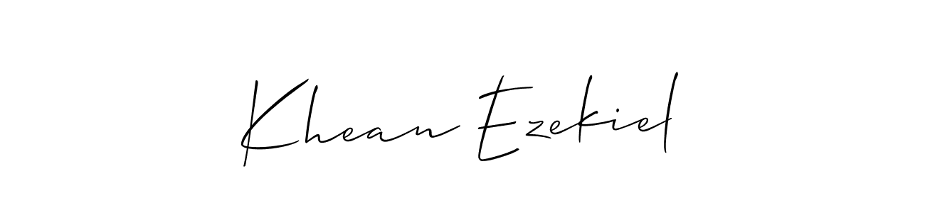 Use a signature maker to create a handwritten signature online. With this signature software, you can design (Allison_Script) your own signature for name Khean Ezekiel. Khean Ezekiel signature style 2 images and pictures png