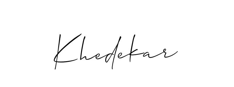 if you are searching for the best signature style for your name Khedekar. so please give up your signature search. here we have designed multiple signature styles  using Allison_Script. Khedekar signature style 2 images and pictures png